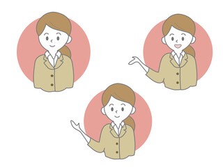 説明をする女性のイラスト