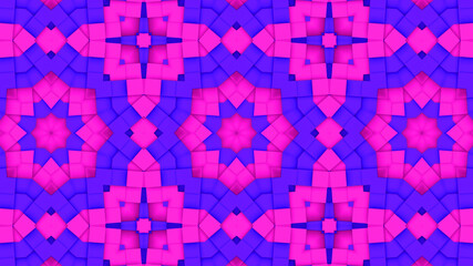 Fototapeta premium Abstract geometric cubes pattern background. Abstract Stripes Kaleidoscope. Fast Psychedelic Colorful Kaleidoscope VJ background. Disco Abstract Motion Background. Kaleidoscope effect