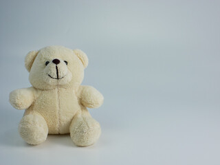 white teddy bear isolated on a white background. copy space ready to add text