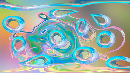 Fototapeta na wymiar Abstract fantasy iridescent background with shapes.