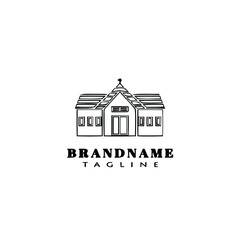 church logo cartoon icon design template black vector illustration