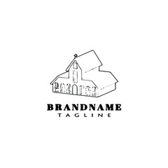 Fototapeta premium church logo cartoon icon design template black isolated cute illustration