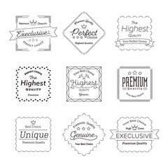 シンプルなモノクロのラベル。モダンでかわいいバッジ。タイトルやバッジのフレームにも最適です。