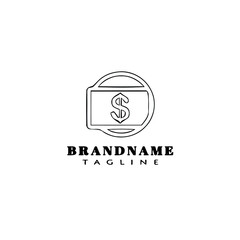 monitor with money logo cartoon icon design template black isolated vector illustration