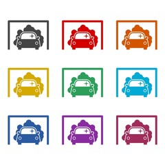 Naklejka premium Car wash icon isolated on white background, color set