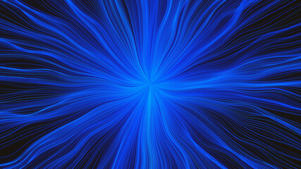 Abstract Creative Cosmic Background. Neon Glowing Rays. Colorful Explosion, Blue Abstract Creative Futuristic Background. 3D Rendered