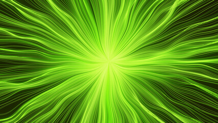 Obraz premium Abstract Creative Cosmic Background. Neon Glowing Rays. Colorful Explosion, Green Abstract Creative Futuristic Background. 3D Rendered
