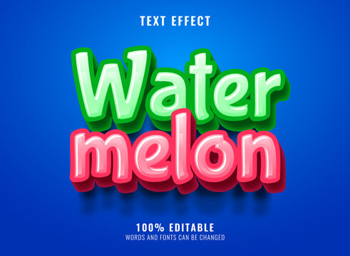 3d cartoon watermelon text effect