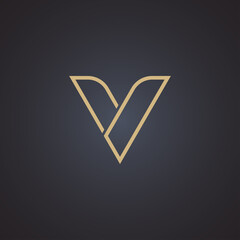 V letter logo design vector with luxury style