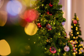Christmas tree and Christmas decorations.
