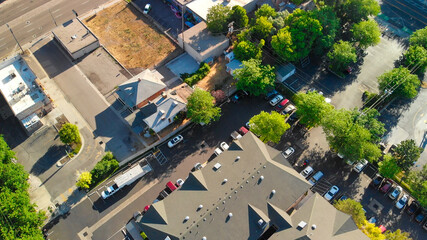 Salt Lake City aerial skyline on a sunny day, Utah from drone