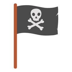 Pirate flag isolated on white background. Jolly roger. Flat vector illustration