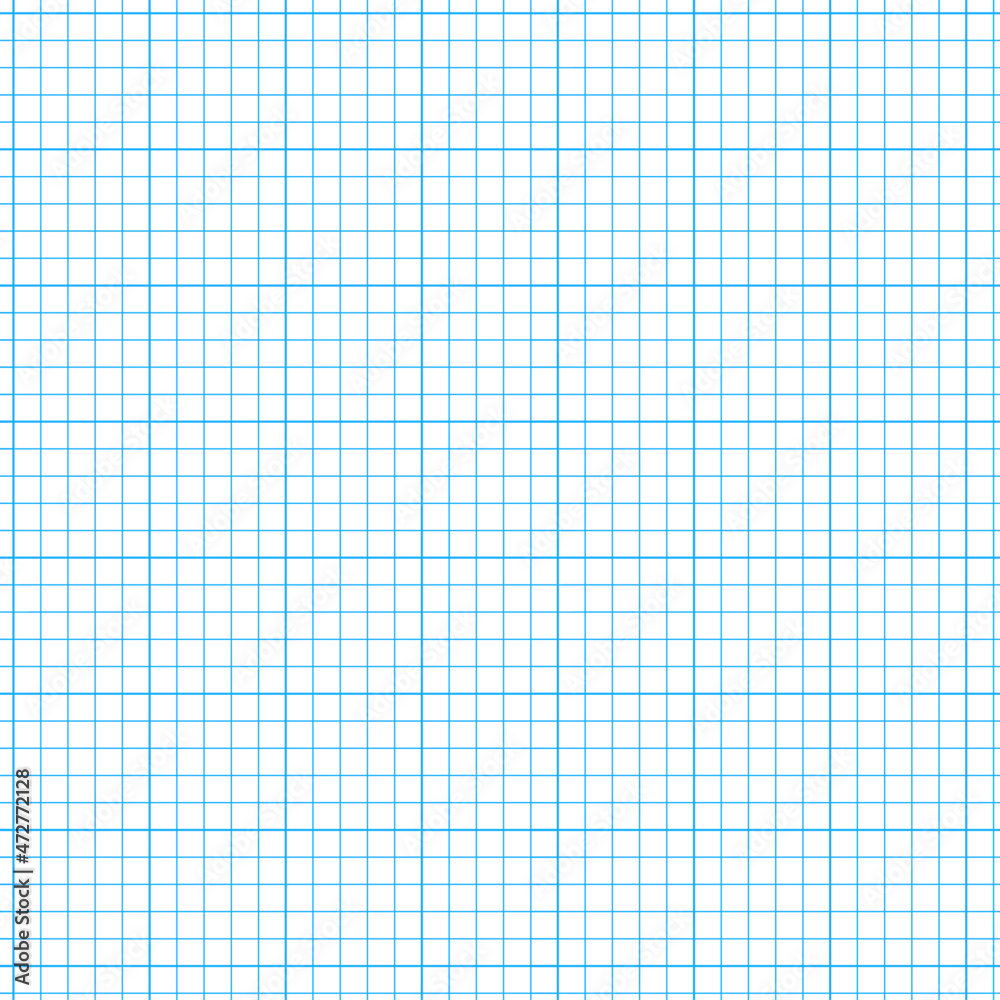 Leinwandbilder Blue grid pattern on transparent background. Checkered backdrop of map. Printable geometric design elements. Notebook paper. Technical architect blank. Graph sketch. Vector illustration.