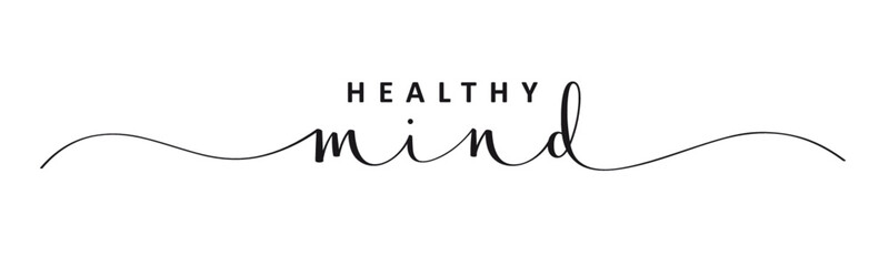 HEALTHY MIND black vector brush calligraphy banner with swashes