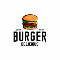 burger logo vector, restaurant logo illustration design, brand, label, template