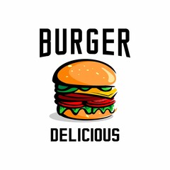 burger logo vector, restaurant logo illustration design, brand, label, template