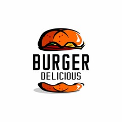 burger logo vector, restaurant logo illustration design, brand, label, template