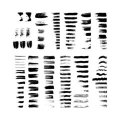 Vector paintbrush set. Ink splatters, painted lines, brush strokes.