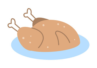 Cute cartoon plate with chicken isolated on white background