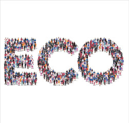People and business group in the form of eco symbol