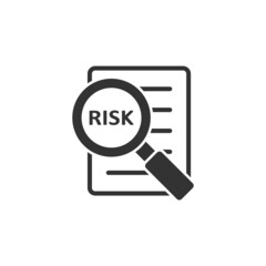 Risk management icon in flat style. Document vector illustration on white isolated background. Assessment data sign business concept.