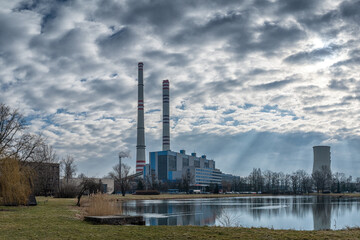 Obraz na płótnie Canvas Coal power plant with chimney