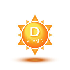 Vitamin D icon in flat style. Chemical supplement vector illustration on white isolated background. Pharmacy sign business concept.