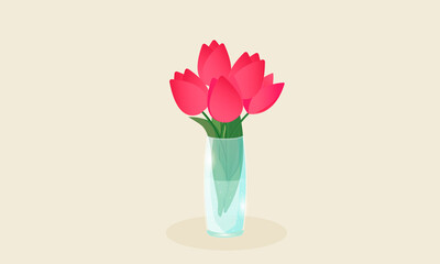 Tulips in a Vase. Vector