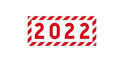 2022 Stamp Rectangle. With red and white stripes. Vector label illustration