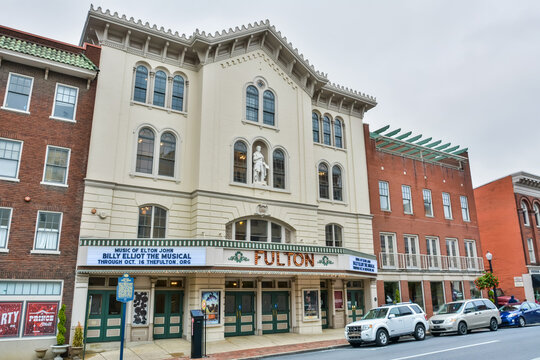 Lancaster, Pennsylvania, United States of America – September 30, 2016. Fulton Theatre building at 12-14 North Prince St in Lancaster, PA. Built in 1852