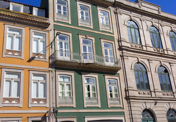 Beautiful facades of houses in Porto. Portugal