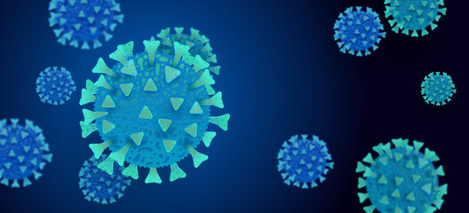 SARS-CoV-2 Coronavirus Variant Omicron cell delta 2021 2022 on blue background