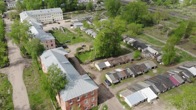 Aerial view of the village (Strizhi, Kirov region, Russia)