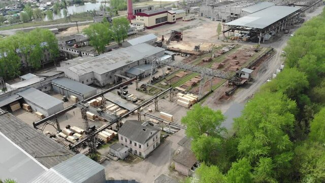 Aerial view of a wood processing plant (Strizhi, Kirov region, Russia)