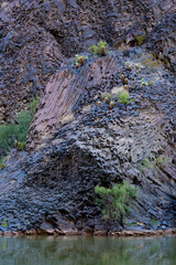 USA, Arizona. Pyroclastic formations along the Colorado River, Grand Canyon National Park.