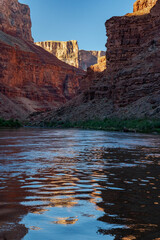 USA, Arizona. Canyon Wall and reflections, float trip down the Colorado River, Grand Canyon National Park.