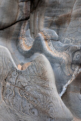 USA, Arizona. Geological formations, canyon wall detail, Clear Creek Canyon, hiking from the Colorado River, Grand Canyon National Park.