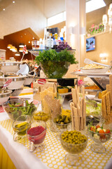 pickled vegetables on the buffet in the restaurant
