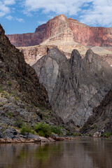 USA, Arizona. Floating down the Colorado River surrounded by canyon walls, Grand Canyon National Park.