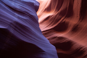 Obraz premium USA, Arizona. Colorful sandstone erosion of lower Antelope Canyon near Lake Powell
