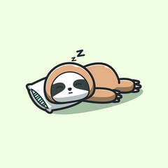 Sloth sleeping on the pillow