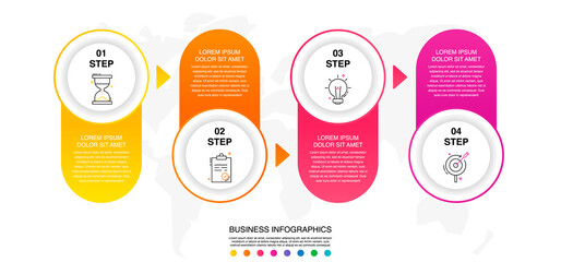 Vector infographics four circles. Business concept of 4 steps, options. Infographic template for diagram, business, web, banner, presentations, flowchart, content, levels, chart