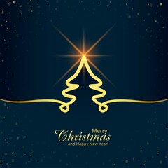 Minimal line christmas tree card background