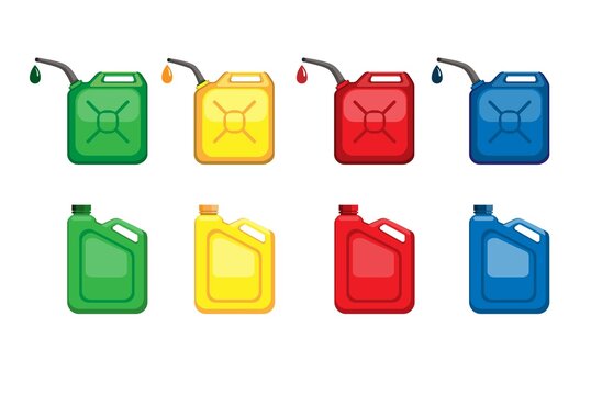 Plastic jerry can and oil product packaging symbol icon set illustration vector
