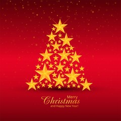 Fototapeta na wymiar Elegant christmas decorative stars tree on red background