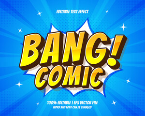Obraz premium Bang comic text effect editable comic cartoon style