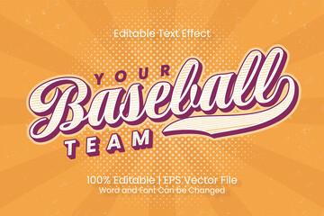 Editable text effect - Baseball Team emblem customized vintage style