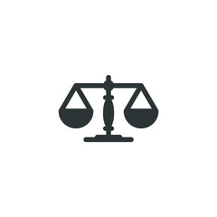 Vector sign of the Law scale symbol is isolated on a white background. Law scale icon color editable.

