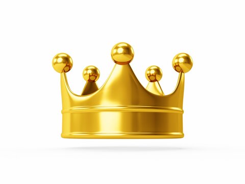 3D Rendering Gold Crown Isolated on white Background