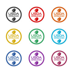 Obraz premium Symbol USDA for organic food icon isolated on white background, color set